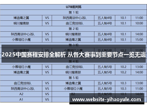 2025中国赛程安排全解析 从各大赛事到重要节点一览无遗